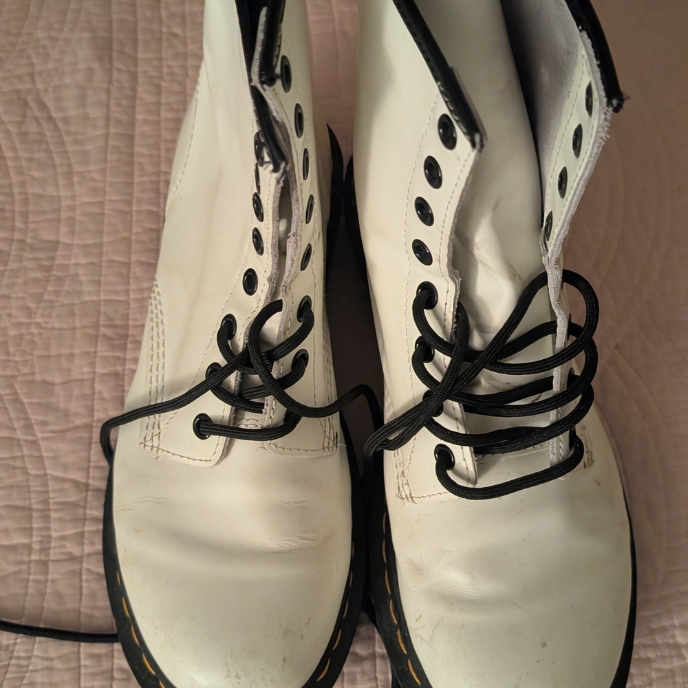 Dr. Martens White Lace Up Boots